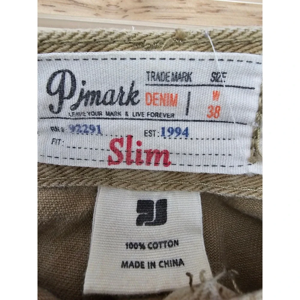 PJ Mark Slim‎ Denim Shorts Men's 38 Tan Moto Style 100% Cotton